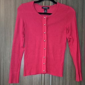 White House Black Market Red Snap Front Cardigan Sweater, Size XS